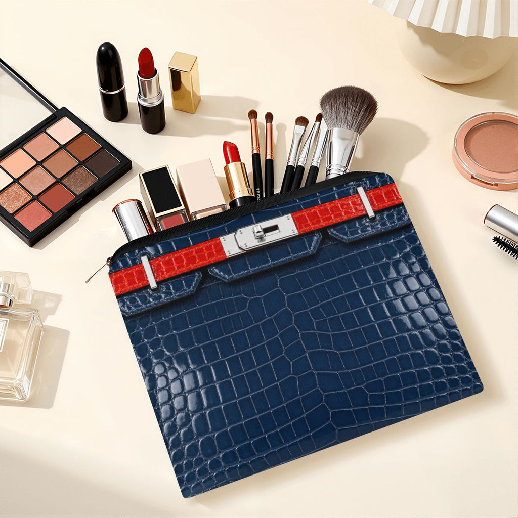 Canal Street Navy Croc Print Large Coin Purse