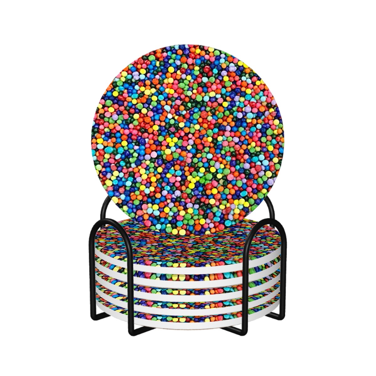 Dot Cake Sprinkles Round Ceramic Coasters Set of Six