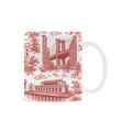 Brooklyn Red Toile de Jouy Mug | New York City Chinoiserie Ceramic Coffee Cup Custom White Mug (11oz)