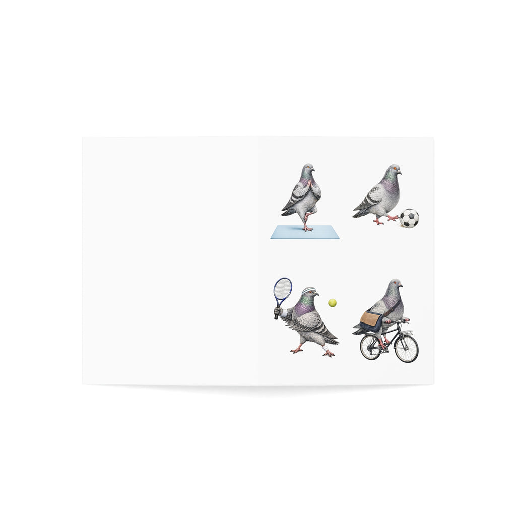 Get Well Soon NYC Pigeon Greeting Cards | Active Lifestyle Well Wishes Bird Lover Card Soccer Tennis Cycling Yoga Card Pack