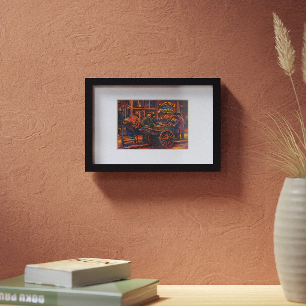 Colorized Historic Lower East Side 1 | Old New York Street Vendor Painting  | Black Frame