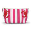 Customizable Hamptons Crab Pink and White Makeup Pouch —  T-Bottom Travel Bag