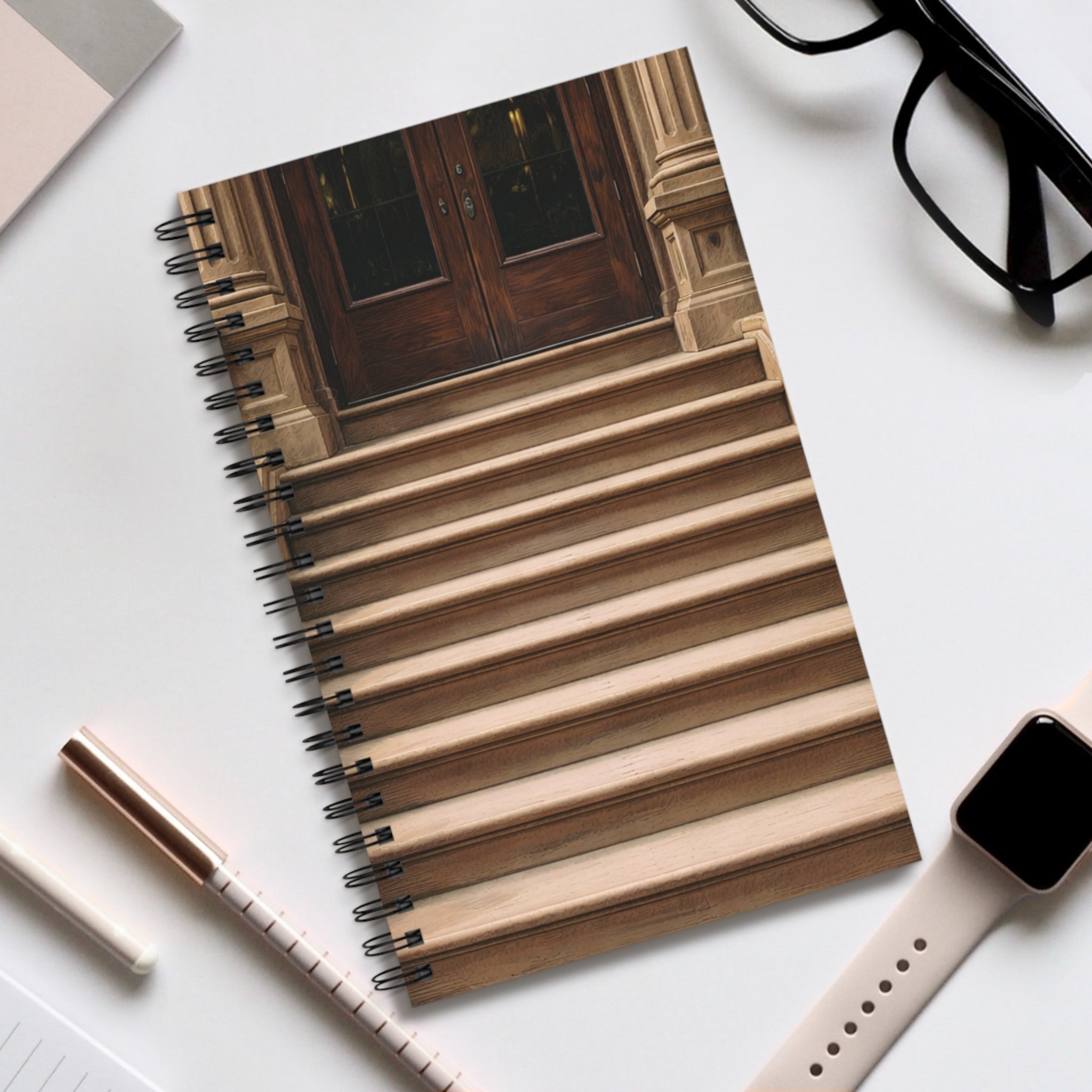 Cuaderno de espiral de la entrada de piedra rojiza de Nueva York - Cuaderno de arquitectura de Nueva York