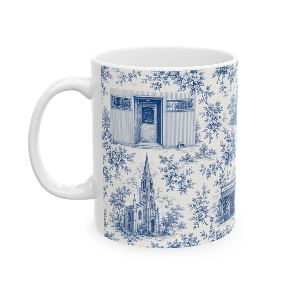 Cobble Hill Blue Toile de Jouy Mug | NYC Chinoiserie Ceramic Coffee Cup