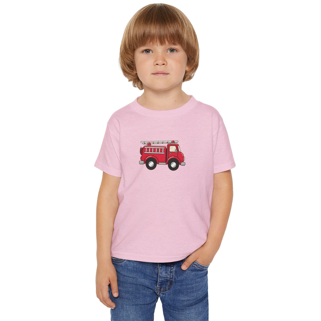 Fire Truck NYC Kids Toddler T-Shirt — New York Red Fire Engine Cartoon Graphic Childrens Tee