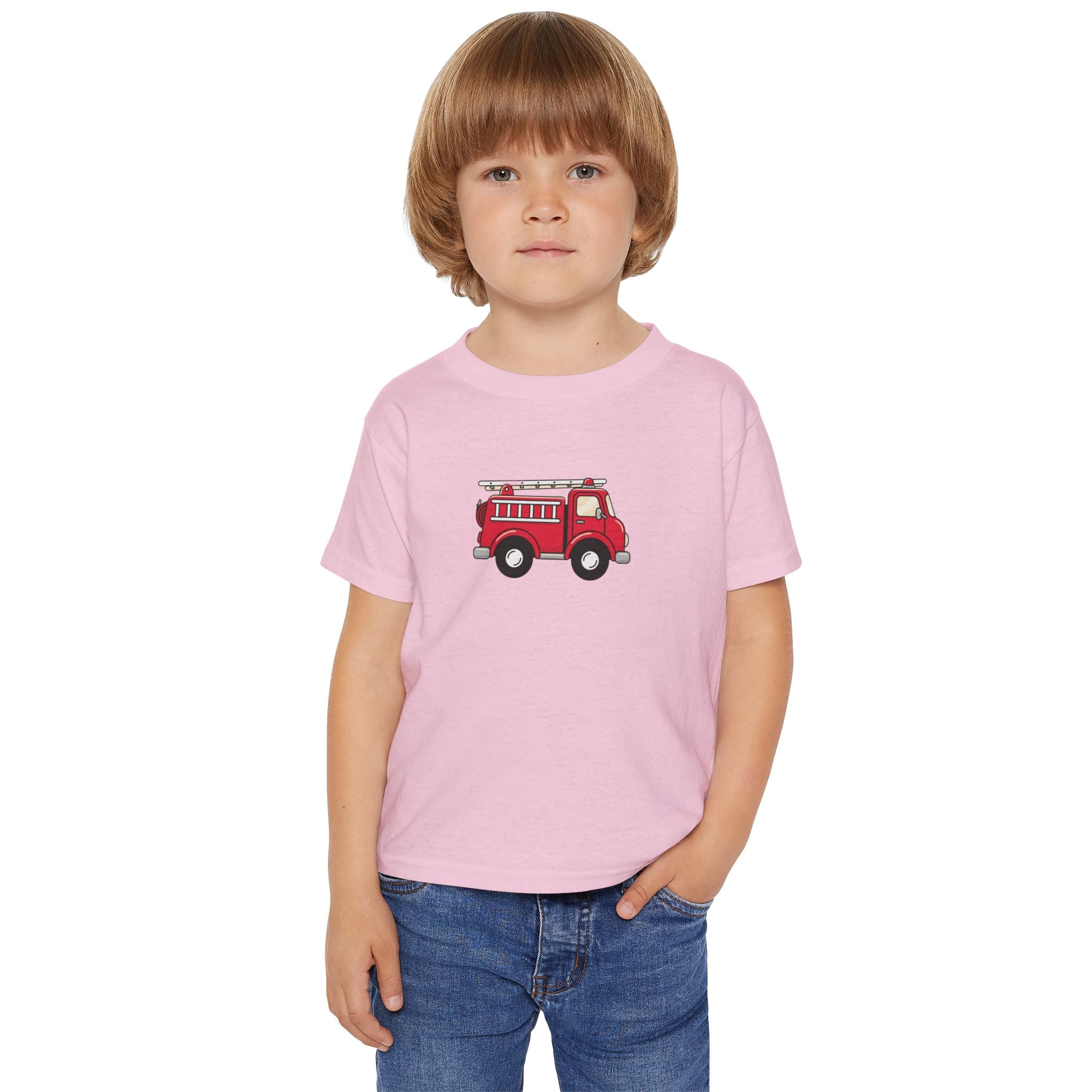 Fire Truck NYC Kids Toddler T-Shirt — New York Red Fire Engine Cartoon Graphic Childrens Tee