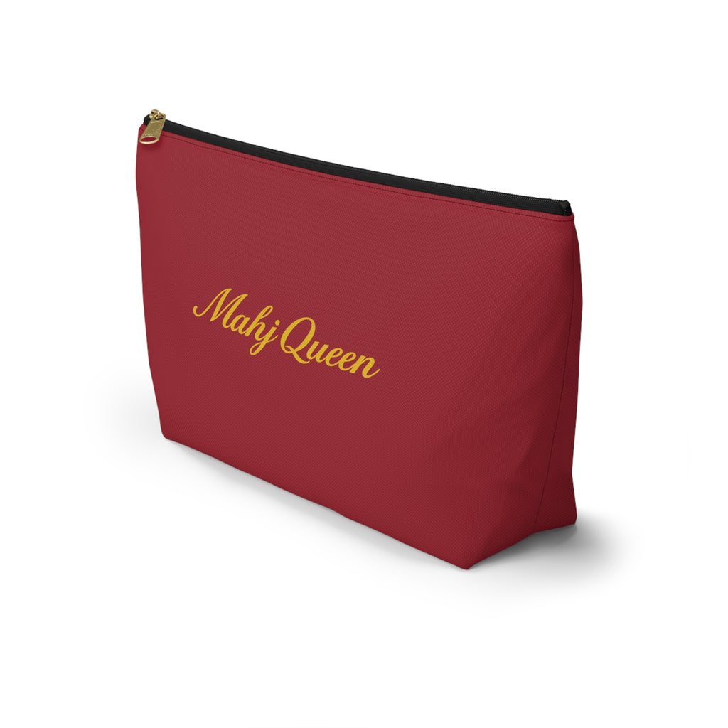 Maroon Mahj Queen Tile Bag  — Red T‑Bottom Makeup & Accessory Pouch