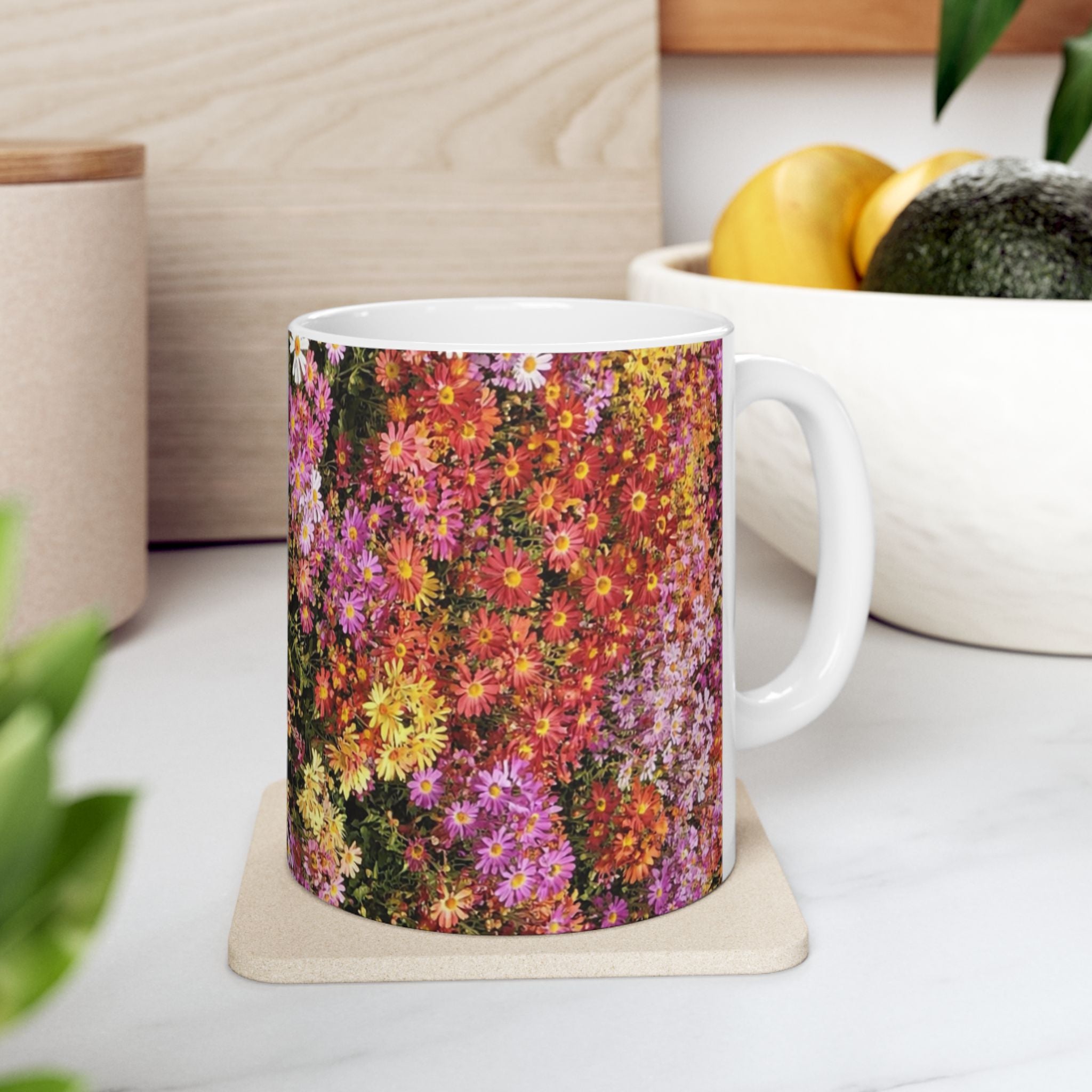 Central Park Korean Chrysanthemum Flowers Mug | Floral Ceramic Coffee Cup