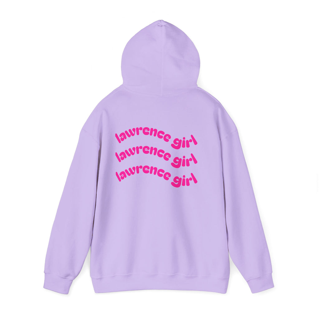 Lawrence Girl Hoodie – Retro Pink Wave Back Print Hooded Sweatshirt