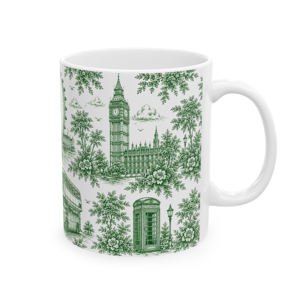 London Green Toile du Jouy Ceramic Mug – Vintage London Icons (11oz)