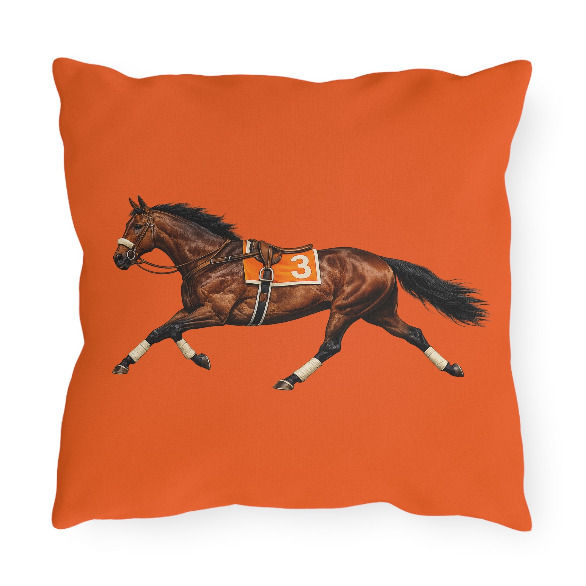 Ozone Park Horse Racing Outdoor Pillow  – Cozy Hamptons Patio Throw Cushion