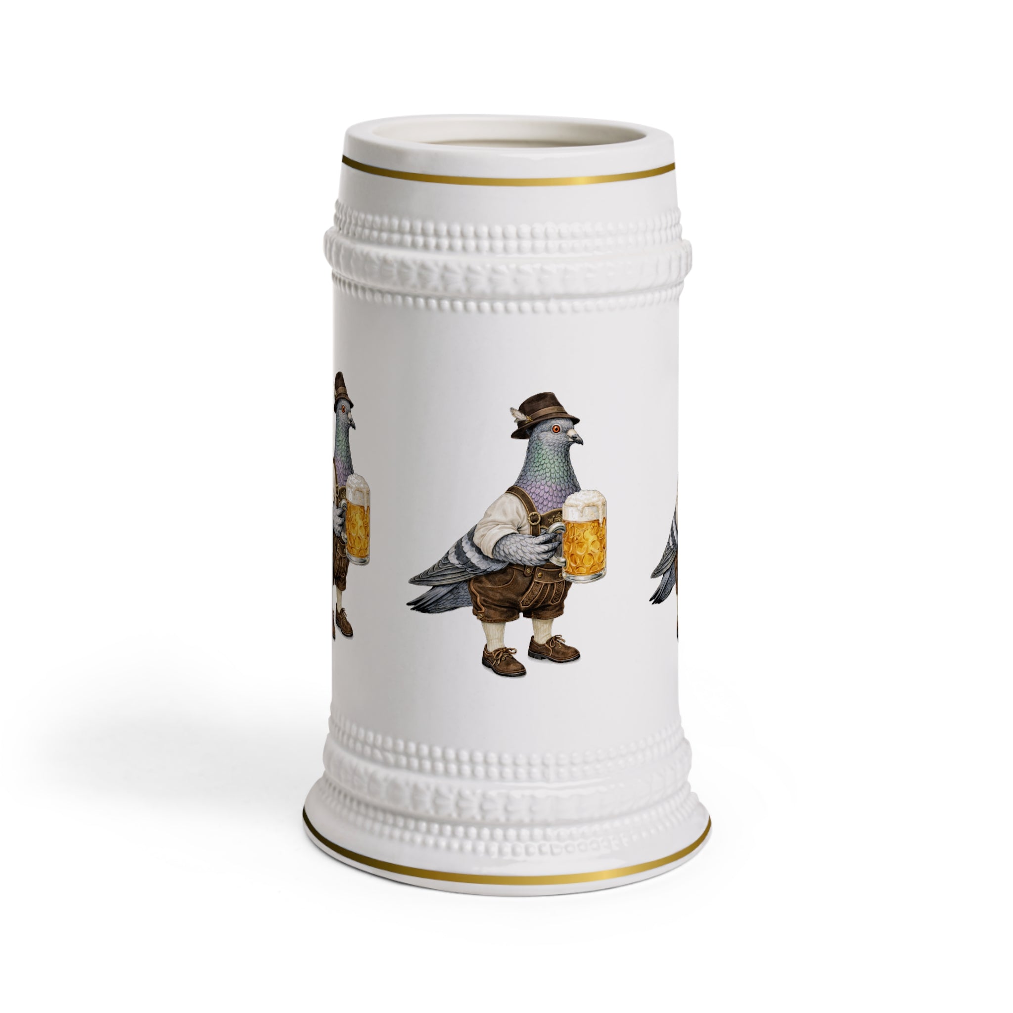 Customizable Yorkville NYC Pigeon Beer Stein | Oktoberfest Bavarian Lederhosen Beergarden Mug