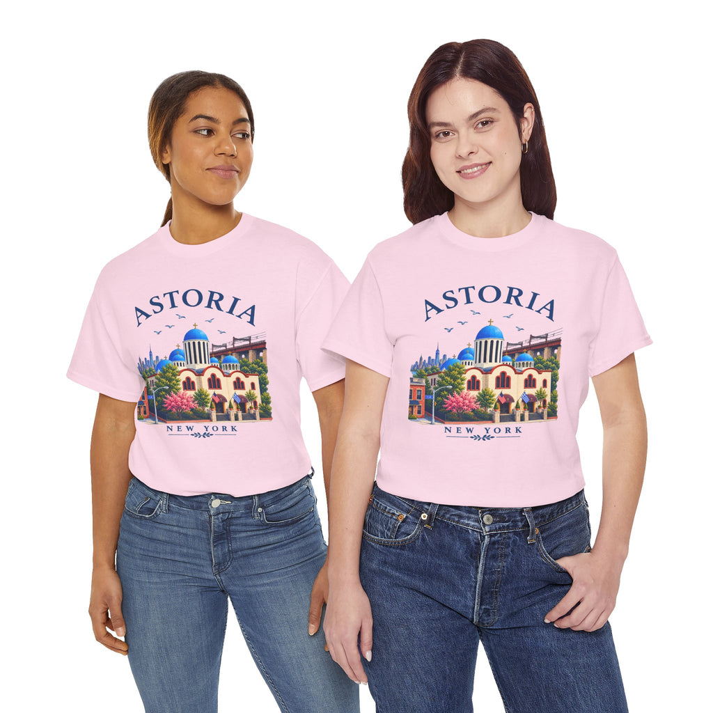 Astoria New York Travel T-Shirt   Santorini-inspired Queens Tee