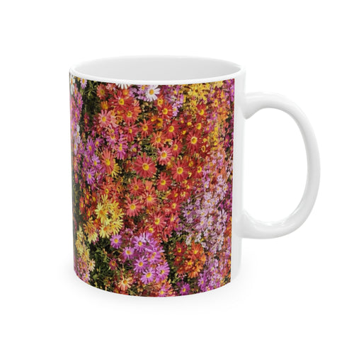 Central Park Korean Chrysanthemum Flowers Mug | Floral Ceramic Coffee Cup