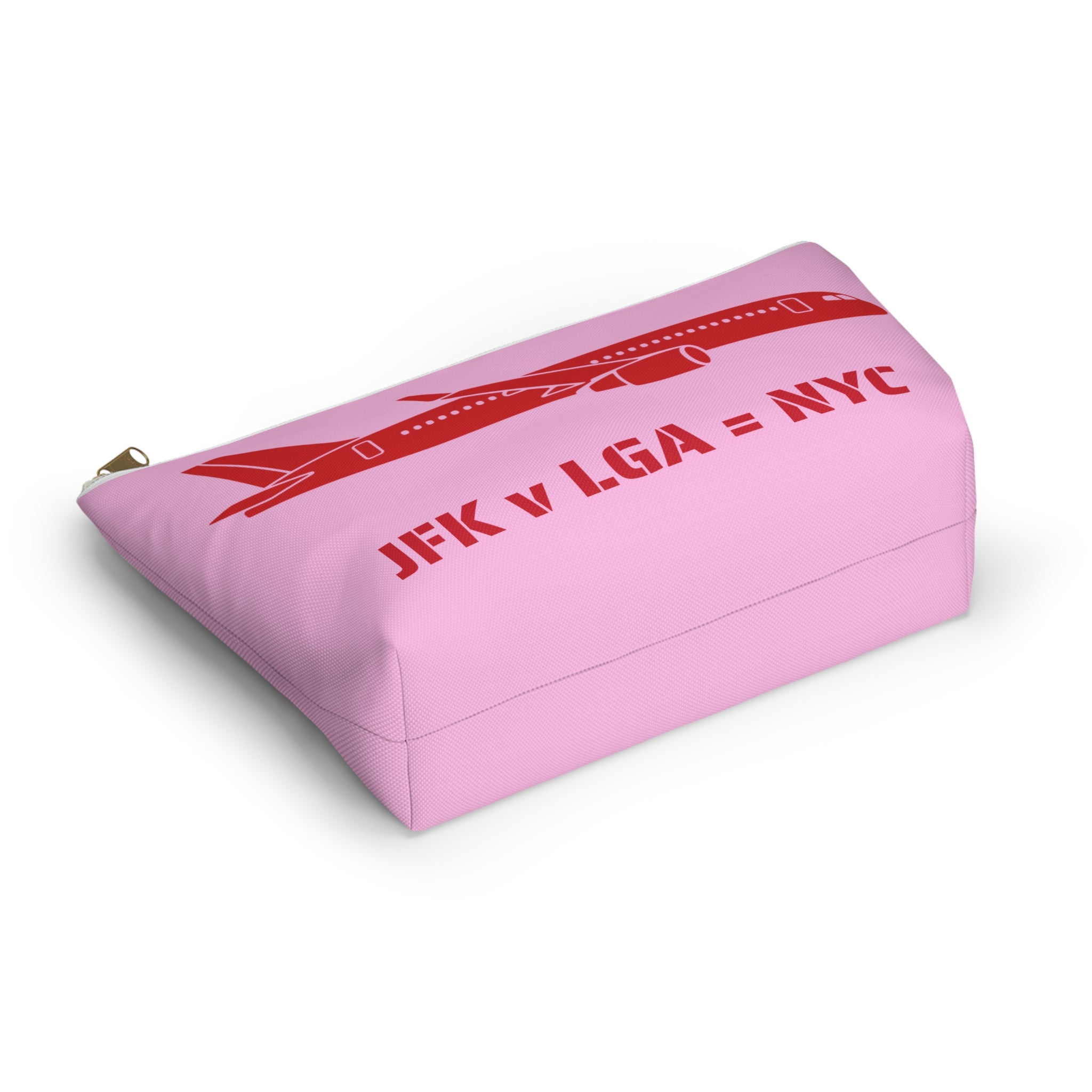 NYC Airport Plane Travel Accessory Pouch — 'JFK v LGA = NYC' Travel Day Makeup Bag