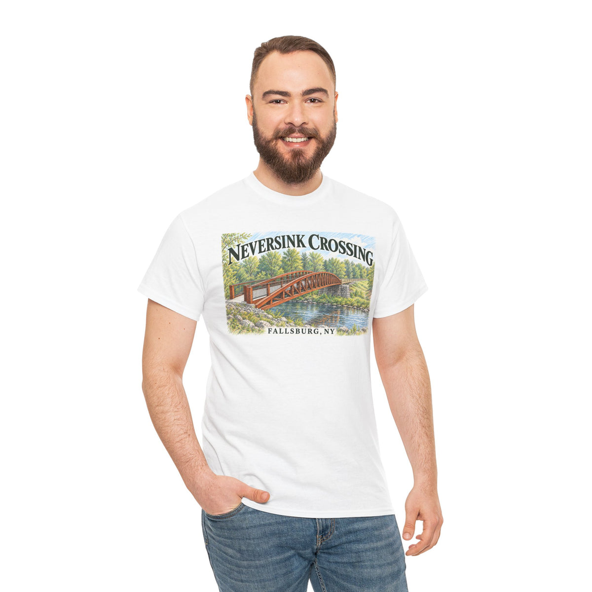 Neversink Crossing Fallsburg NY Scenic Bridge T-Shirt