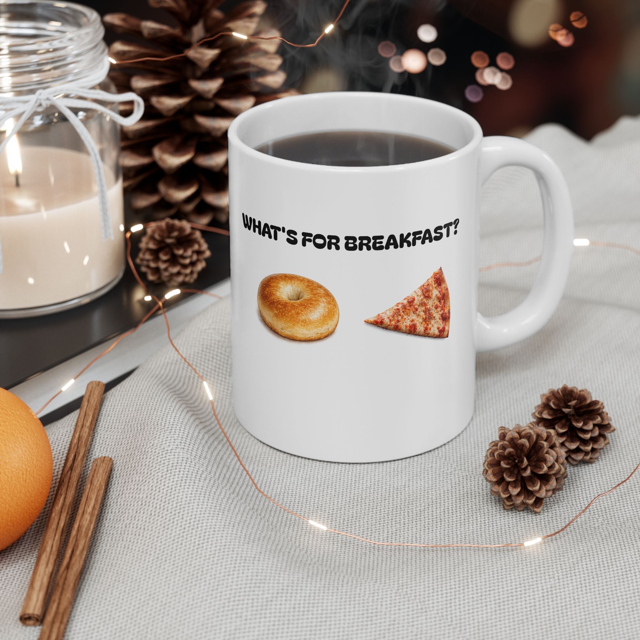 Bagel or Pizza Mug | NYC Breakfast Dilemma Coffee Tea Ceramic Mug