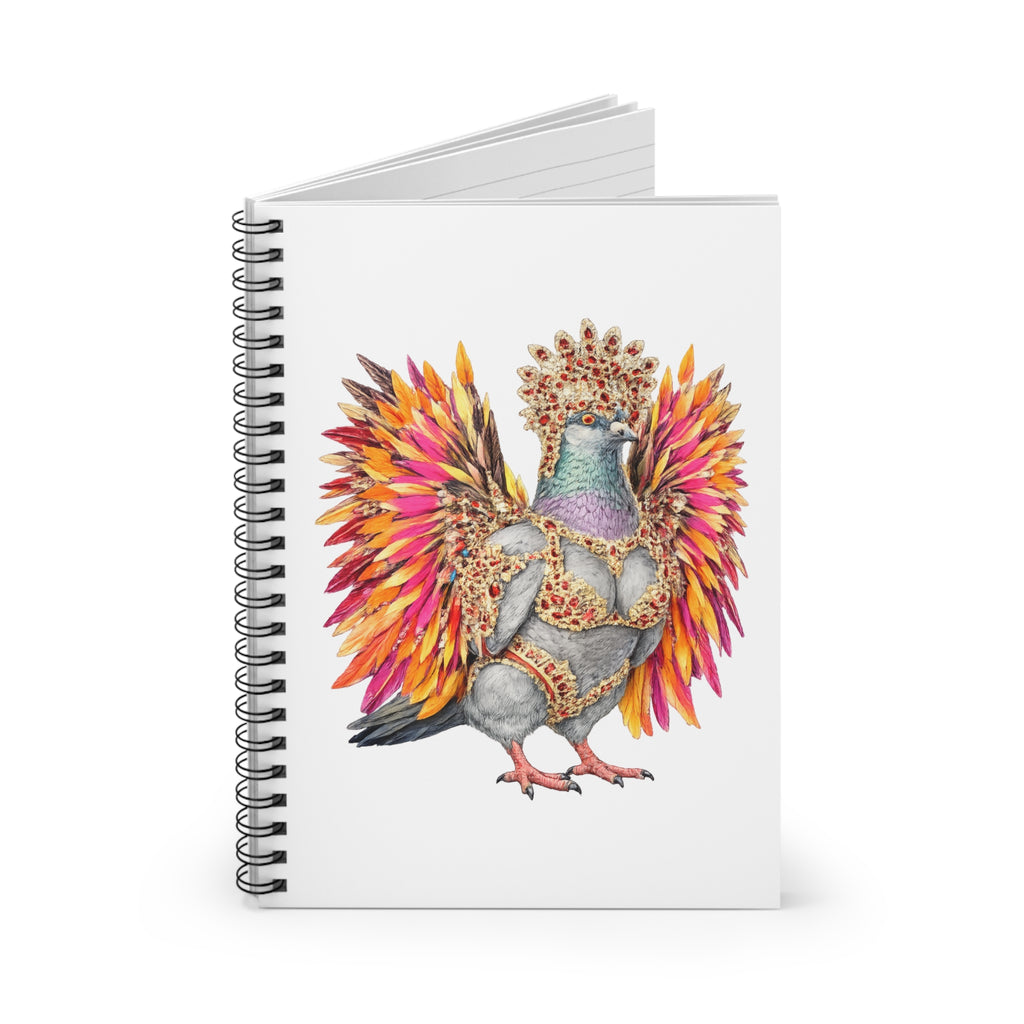 Customizable Flatbush NYC Pigeon Spiral Journal | Mardi Gras Carnival Parade Bird Lovers Notebook