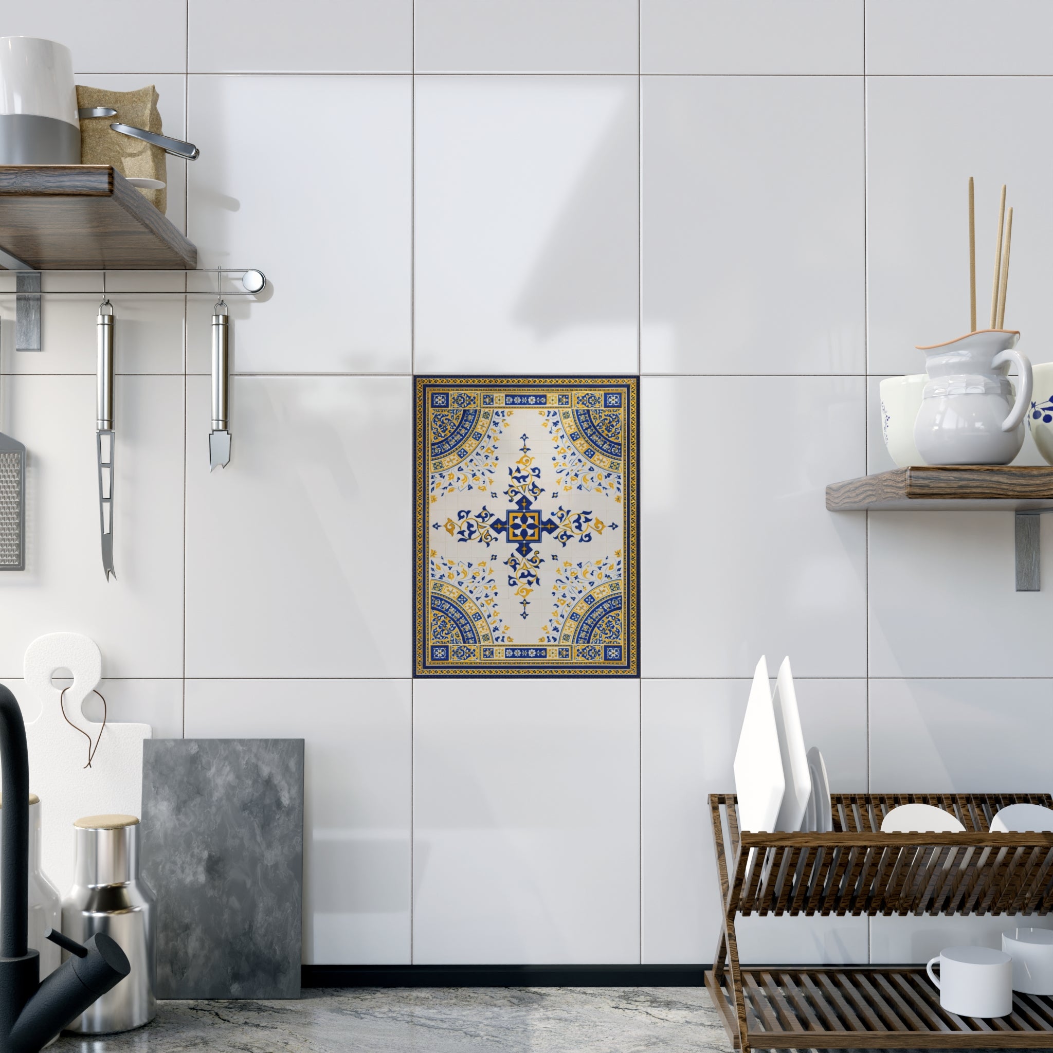Bethesda Fountain Ceramic Kitchen Backsplash Tile | Central Park Bethesda Terrace Arcade Decorative 6" x 8" Shower Bath Tile