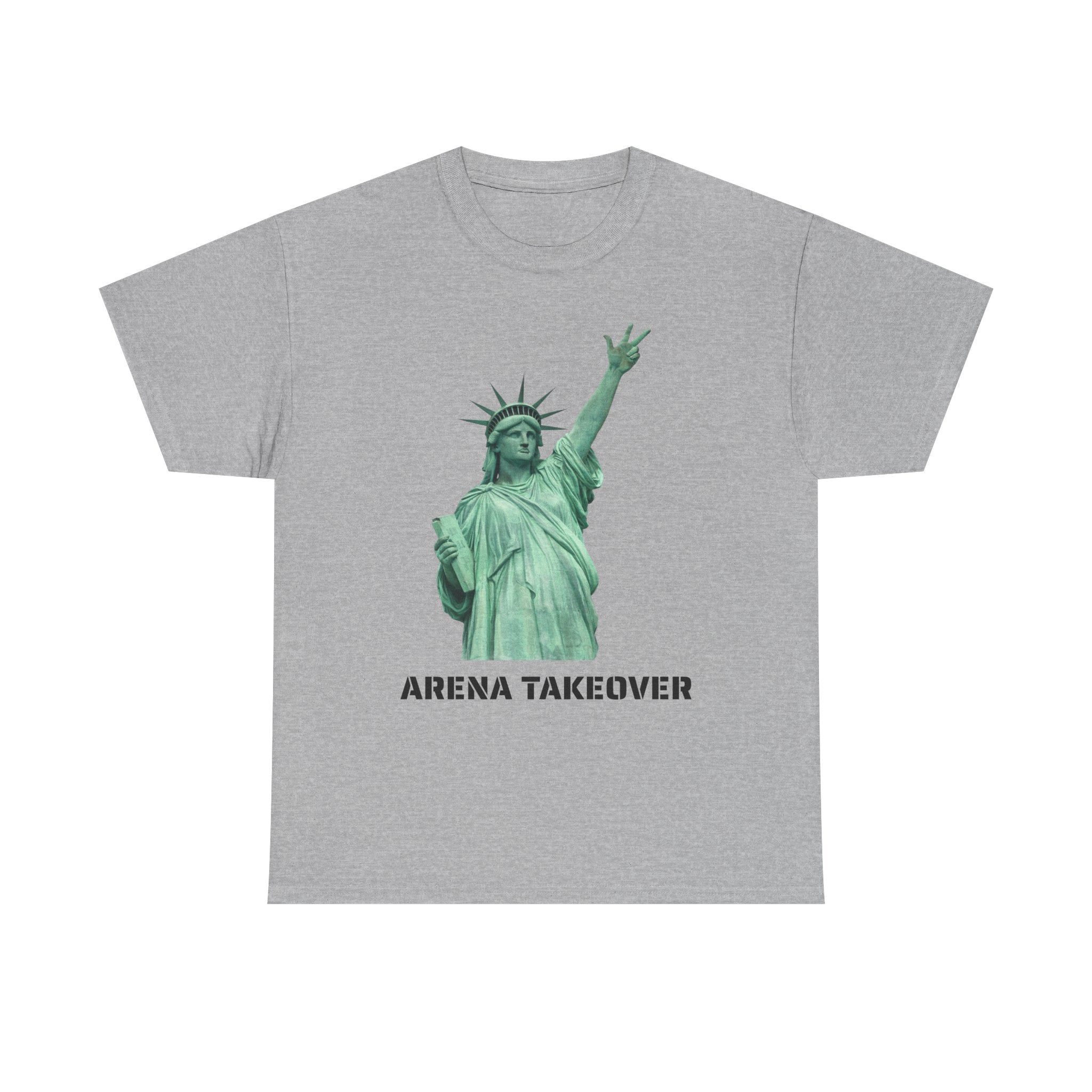Arena Takeover Statue of Liberty Three Points T-Shirt | NYC Jalen Brunson Basketball 3 Point Shot Tee