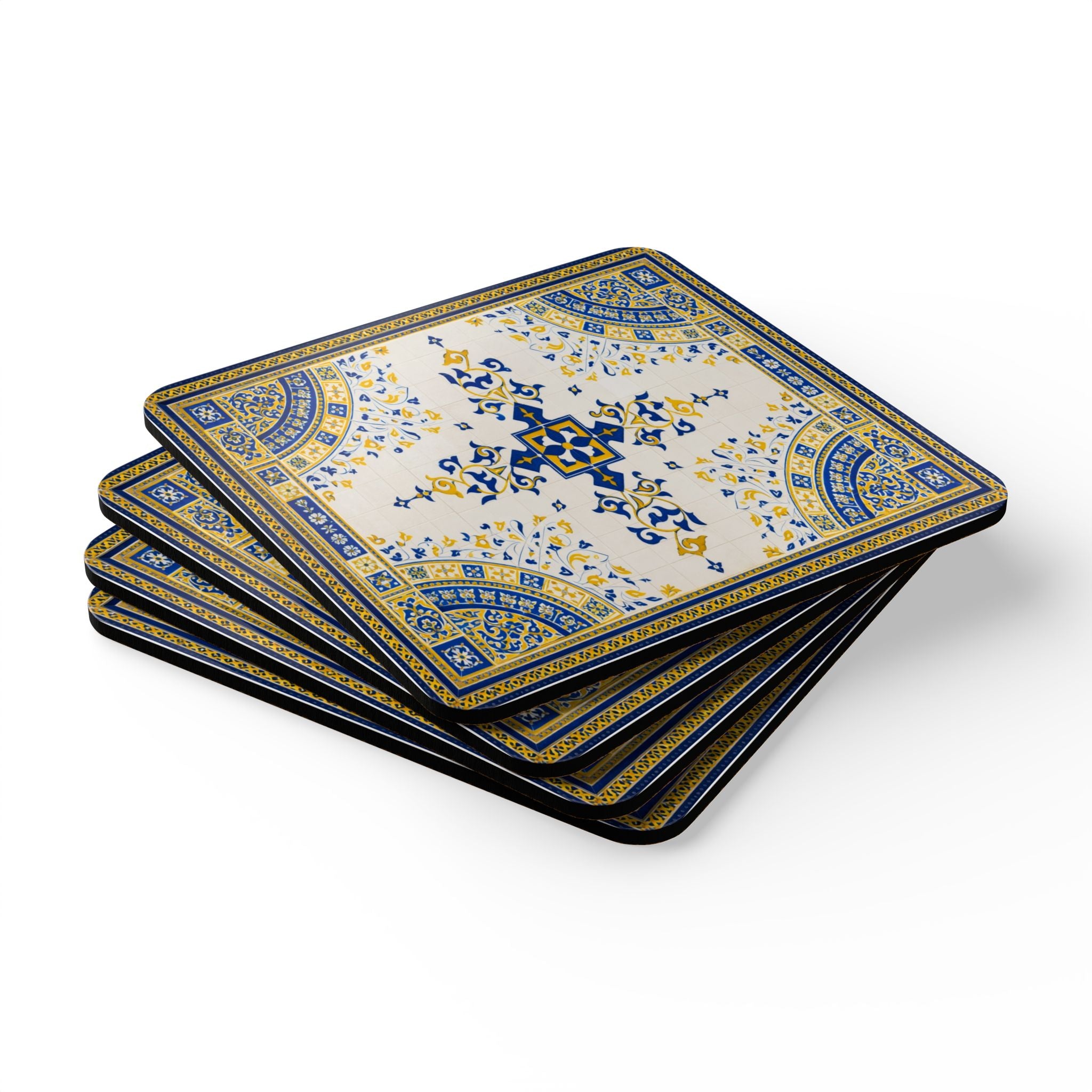 Posavasos de corcho con azulejos de la Fuente de Bethesda | Juego de 4 posavasos de corcho con la arcada de la Terraza Bethesda de Central Park