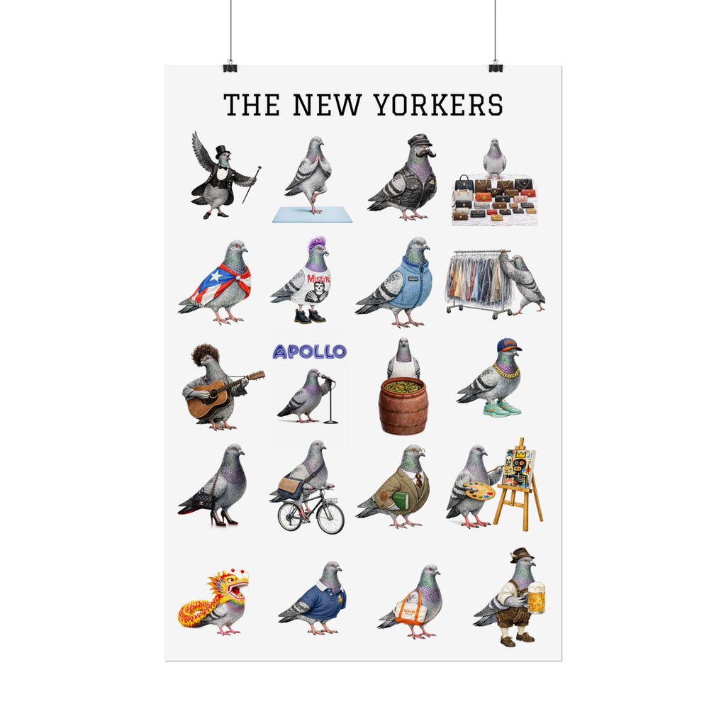 Póster enrollado Las palomas de Nueva York Manhattan | Regalo para amantes de las aves con palomas de Nueva York