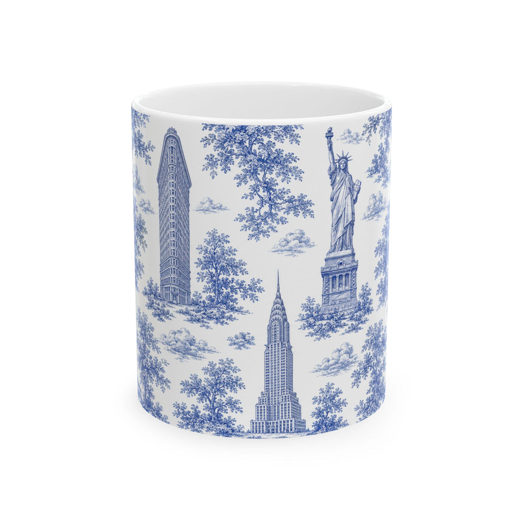 Manhattan BlueToile de Jouy Mug | New York City Chinoiserie Ceramic Mug