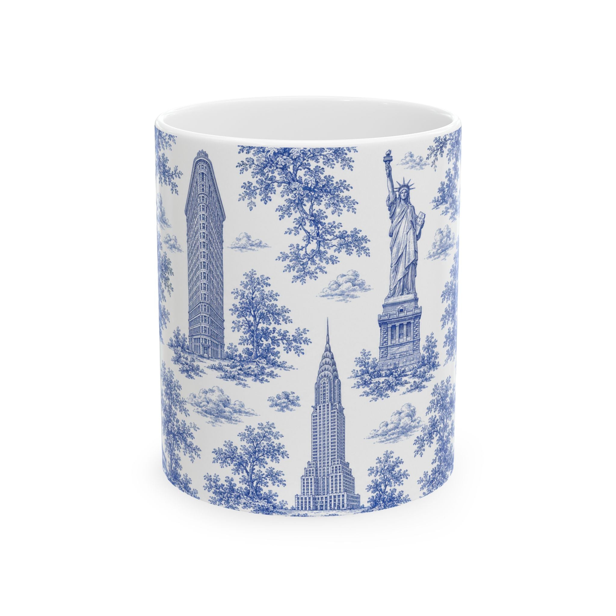 Manhattan BlueToile de Jouy Mug | New York City Chinoiserie Ceramic Mug