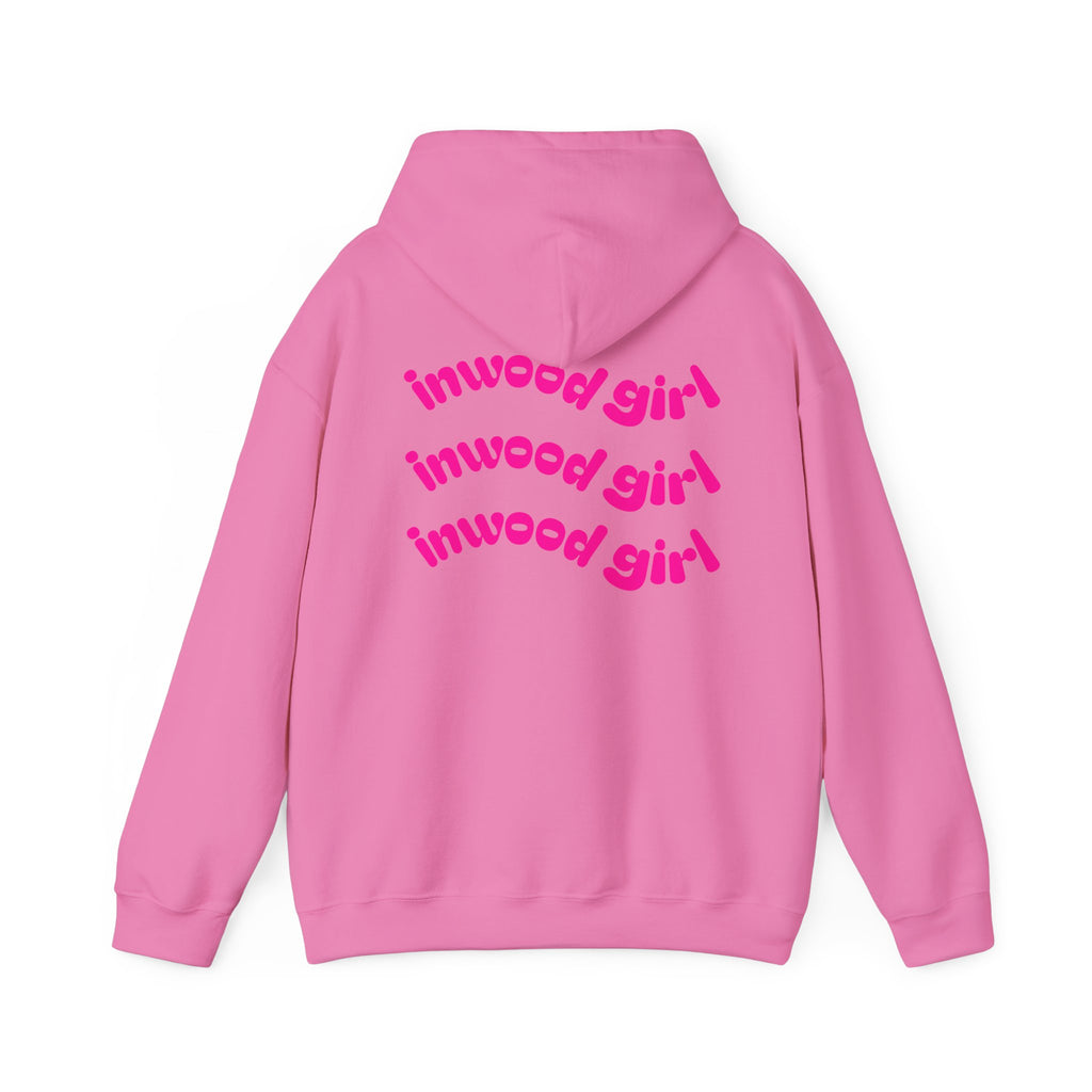 Inwood Girl Hoodie – Retro Pink Wave Back Print Hooded Sweatshirt