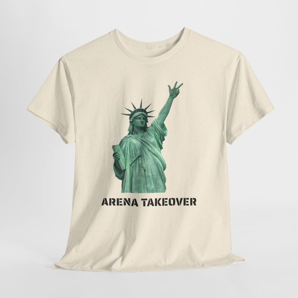 Arena Takeover Statue of Liberty Three Points T-Shirt | NYC Jalen Brunson Basketball 3 Point Shot Tee
