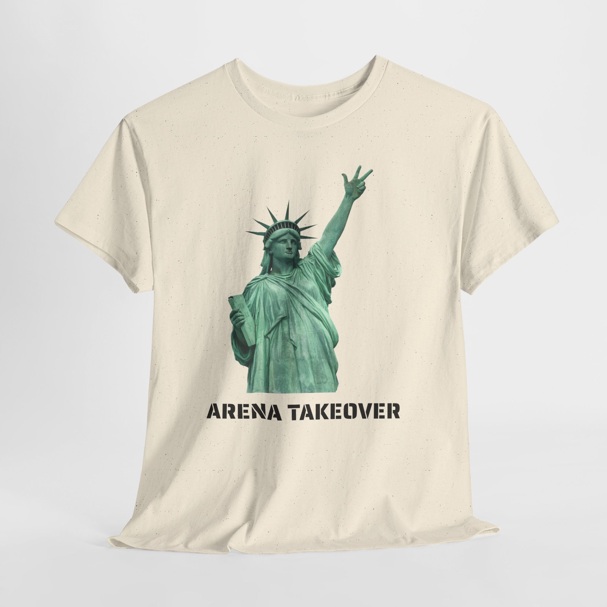 Arena Takeover Statue of Liberty Three Points T-Shirt | NYC Jalen Brunson Basketball 3 Point Shot Tee