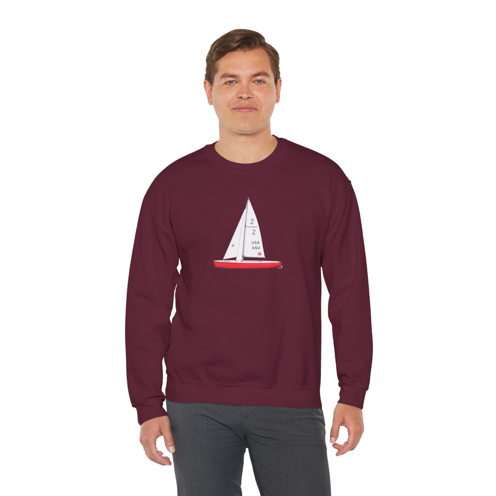 Central Park Model Sailboat Crewneck Sweatshirt — NYC Coastal Nautical Graphic Sweater
