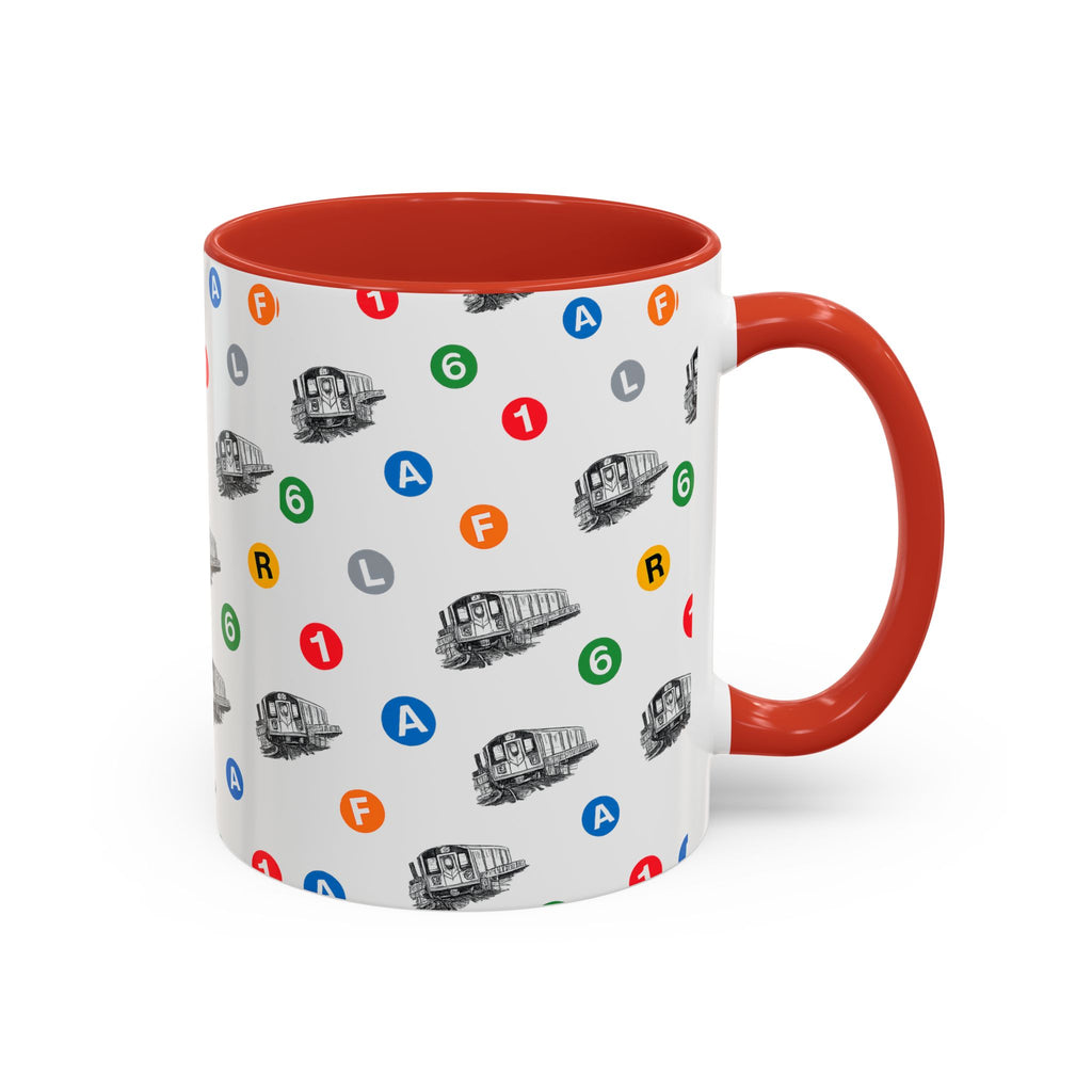 New York Subway Train Transit Icons Mug | NYC Metro Subway Pattern Accent Coffee Tea Mug 11oz