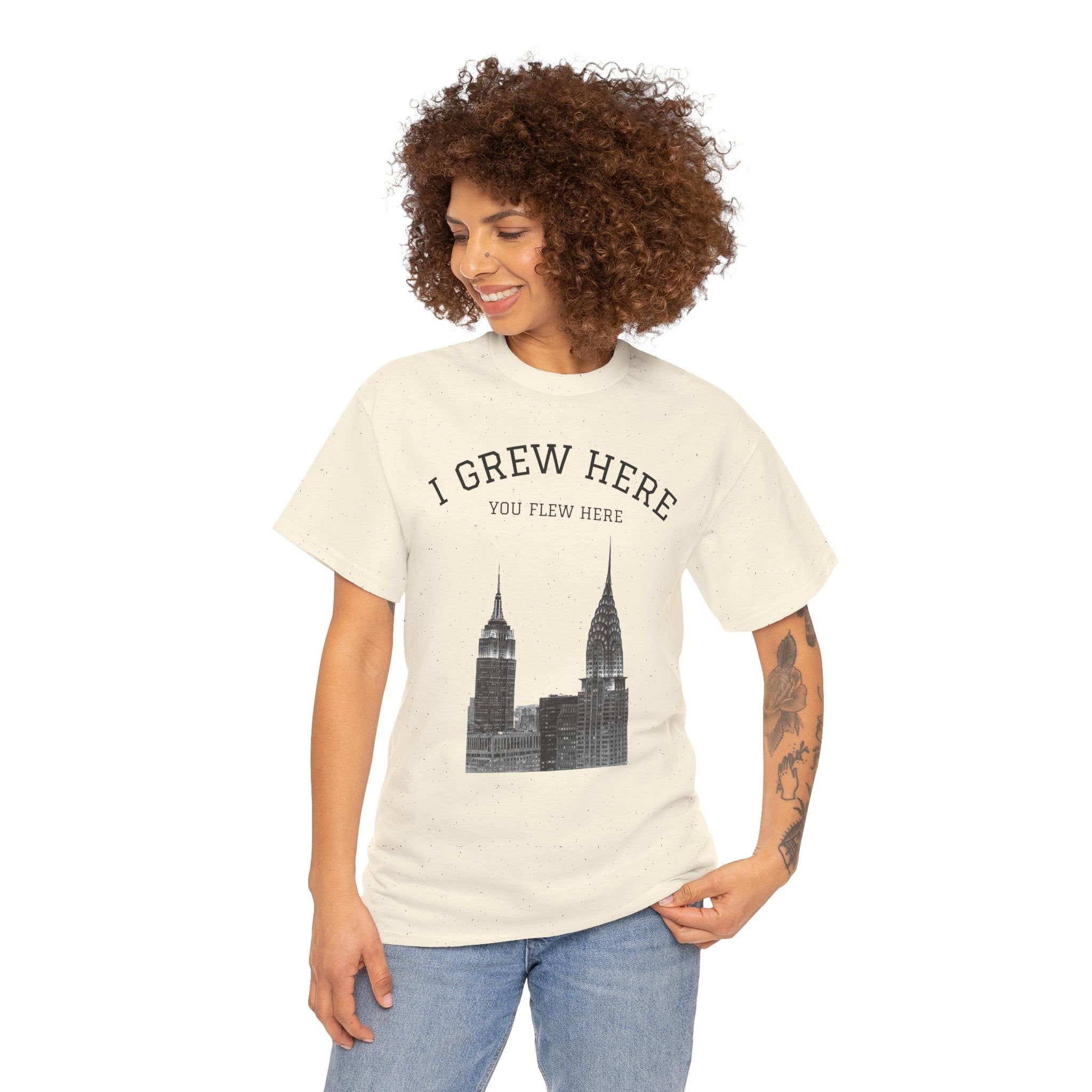 New York City Skyline Tee | I Grew Here You Flew Here Empire State & Chrysler Buildings Manhattan Tee