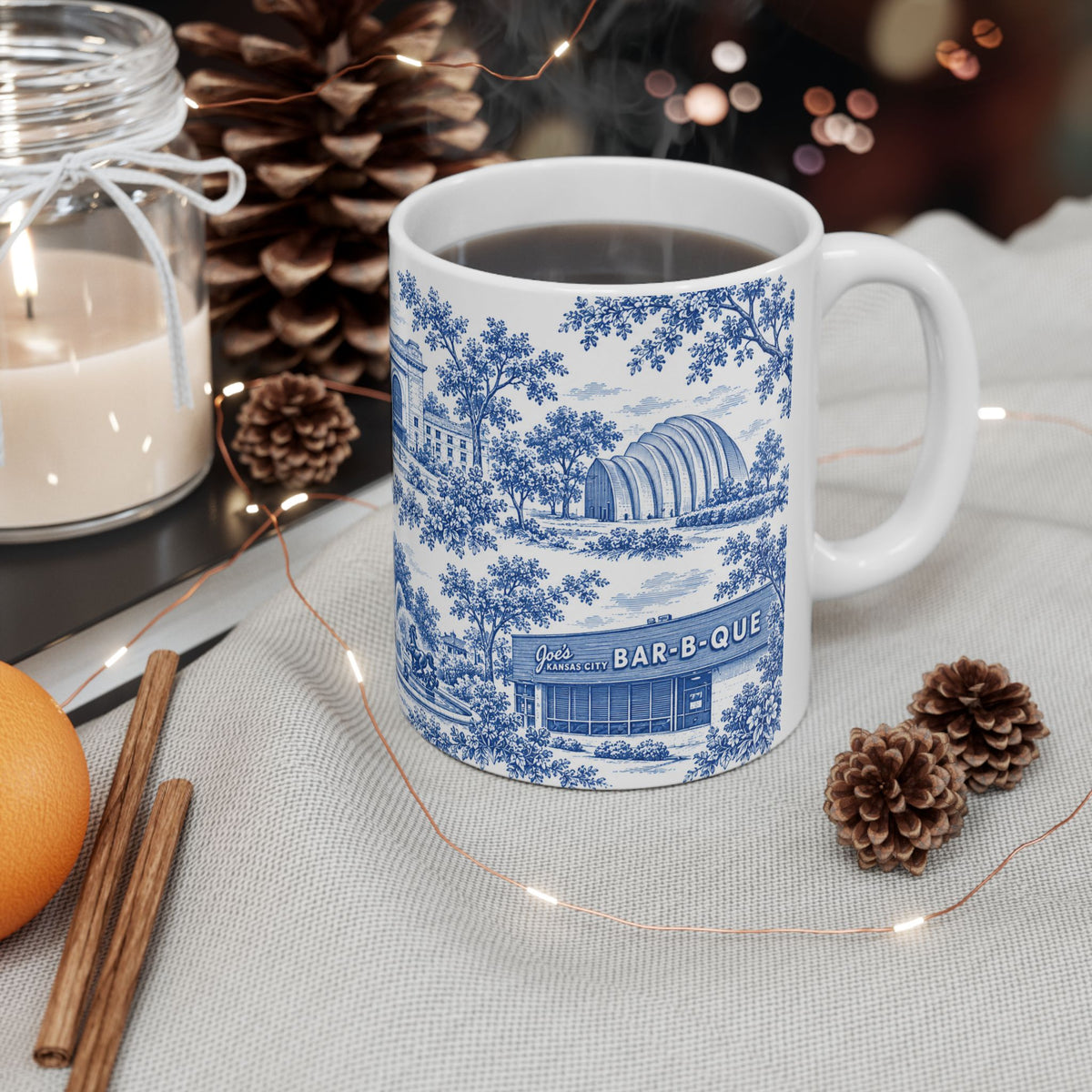 Kansas City Blue Toile de Jouy 11oz Ceramic Mug