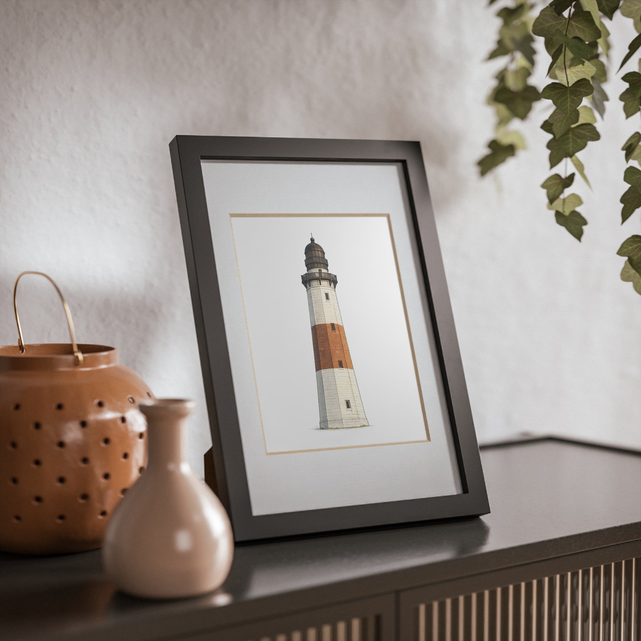 Boceto del faro de Montauk | Marco negro