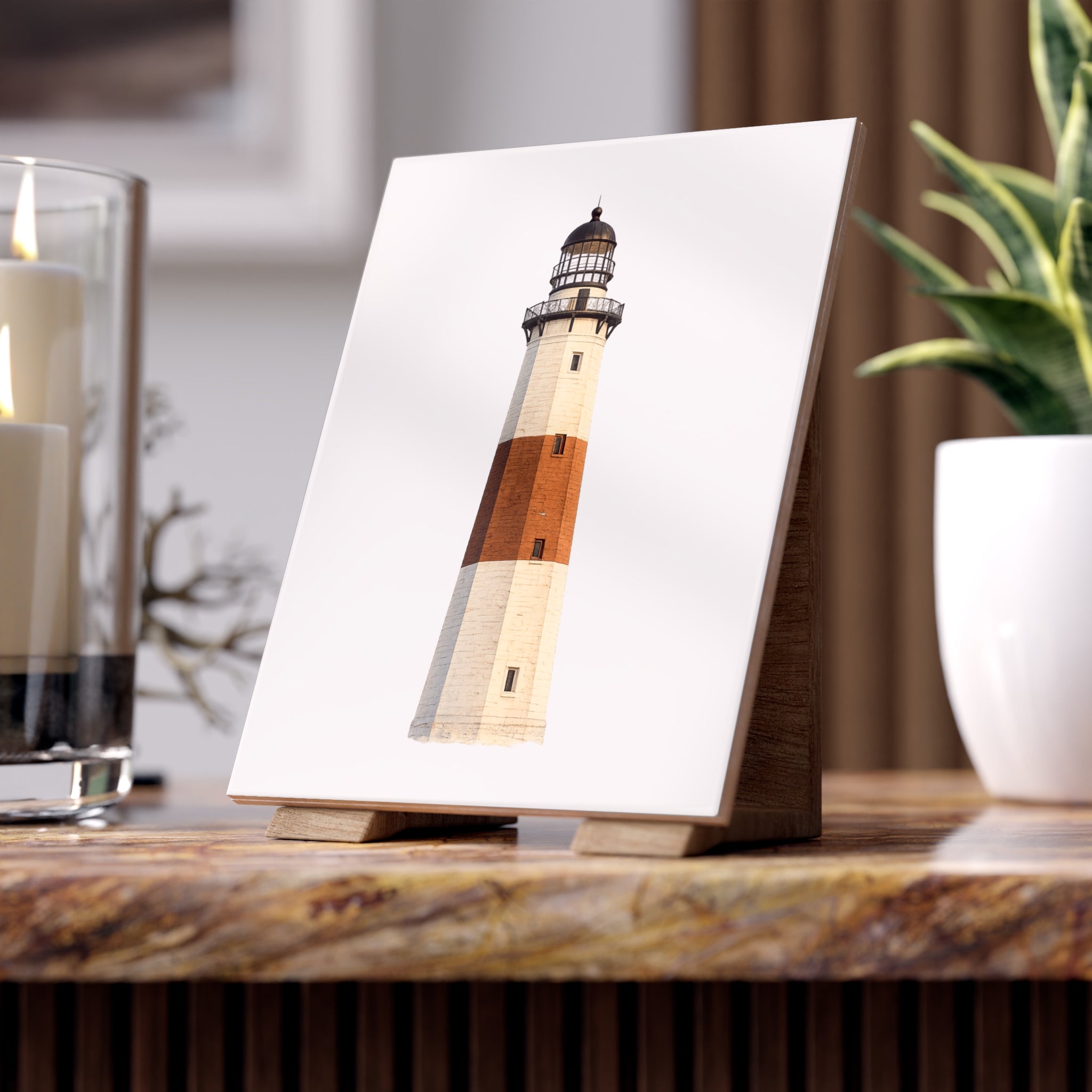 Montauk Lighthouse Ceramic Shower Bath Tile 6" x 8"