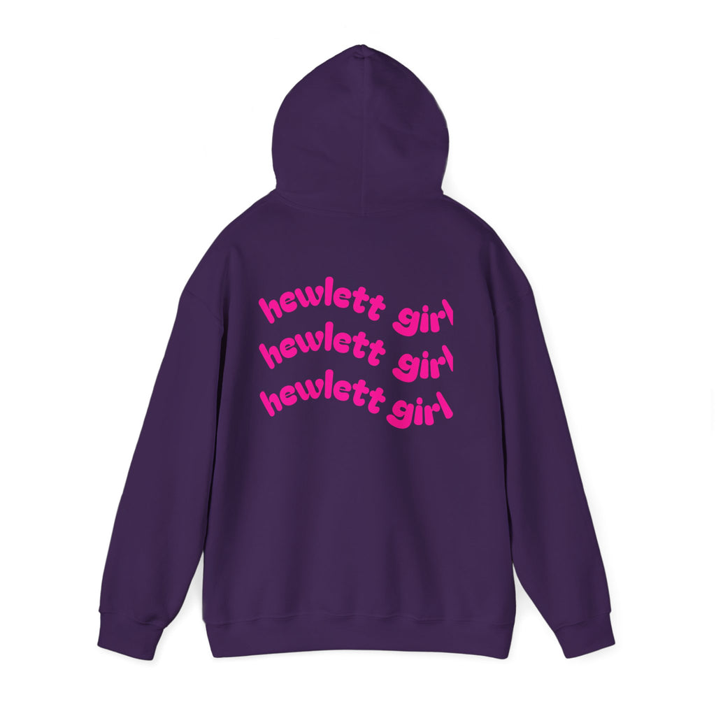 Hewlett Girl Hoodie – Retro Pink Wave Back Print Hooded Sweatshirt