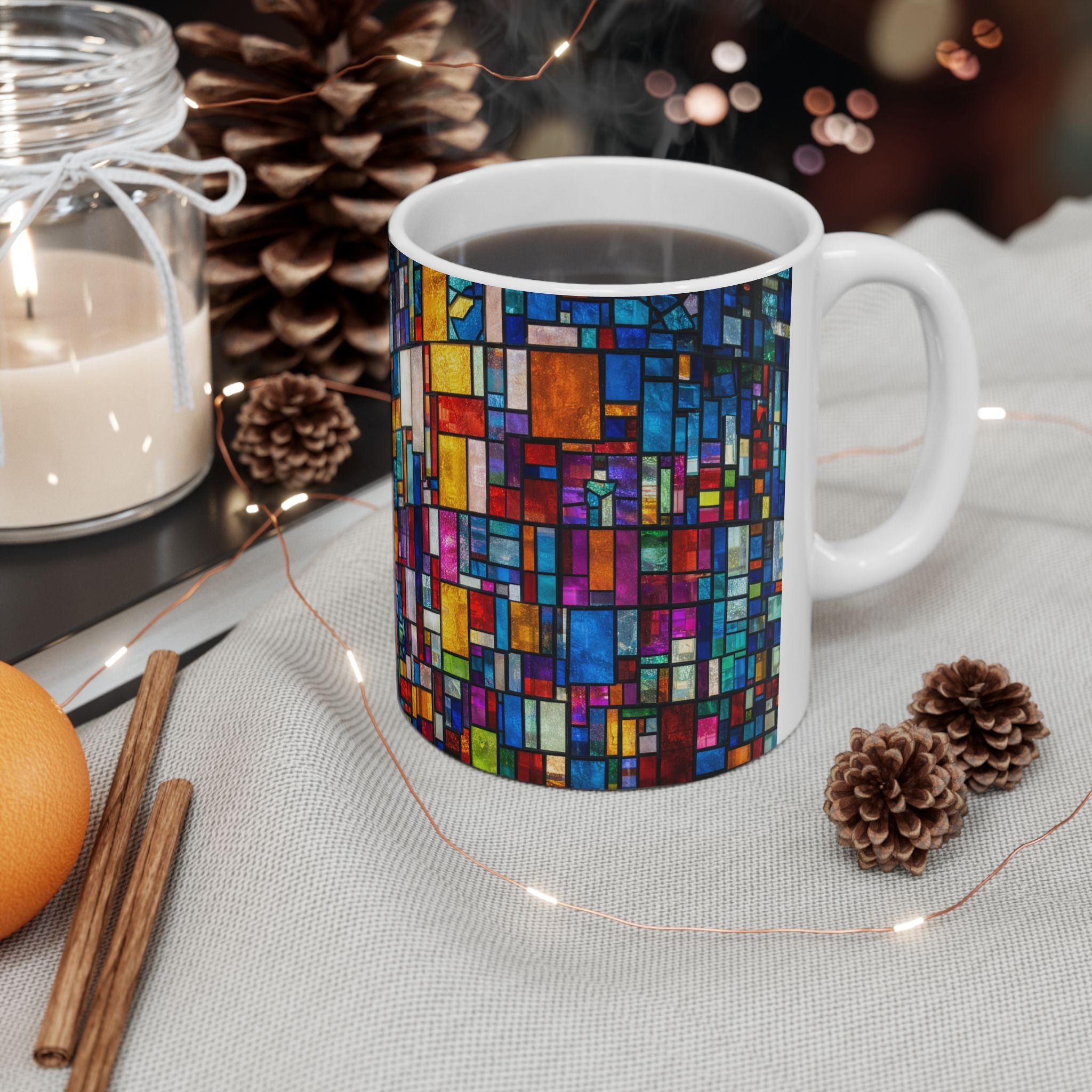 Brooklyn Mosaic Water Tower Mug | Colorful Geometric Ceramic Mug