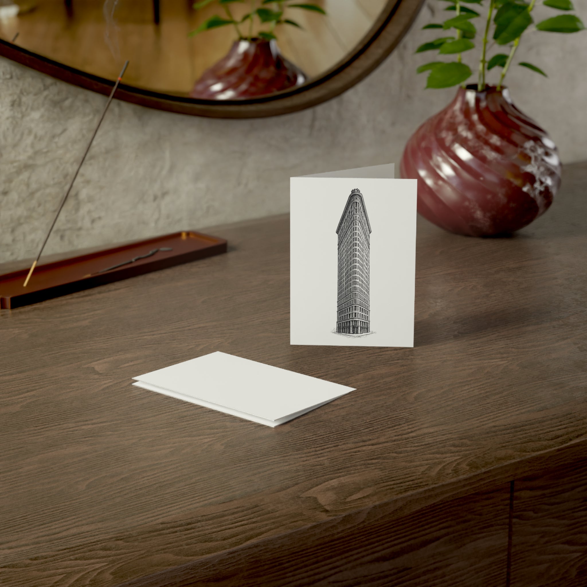 Flatiron Building Greeting Cards — Minimal Architectural Sketch Note Cards with Envelopes