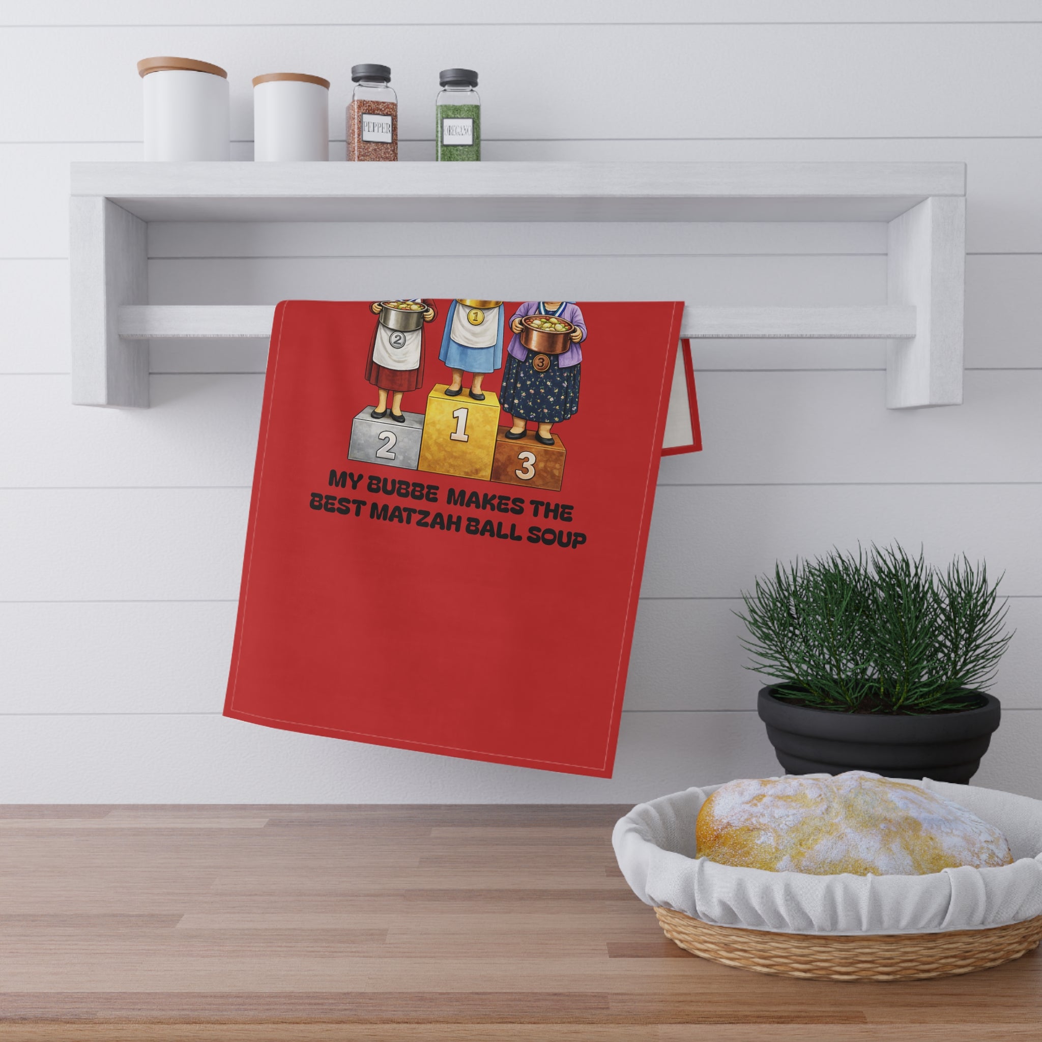 My Bubbe Makes the Best Matzah Ball Soup Tea Towel |  Grandma Kosher Cooking Competition