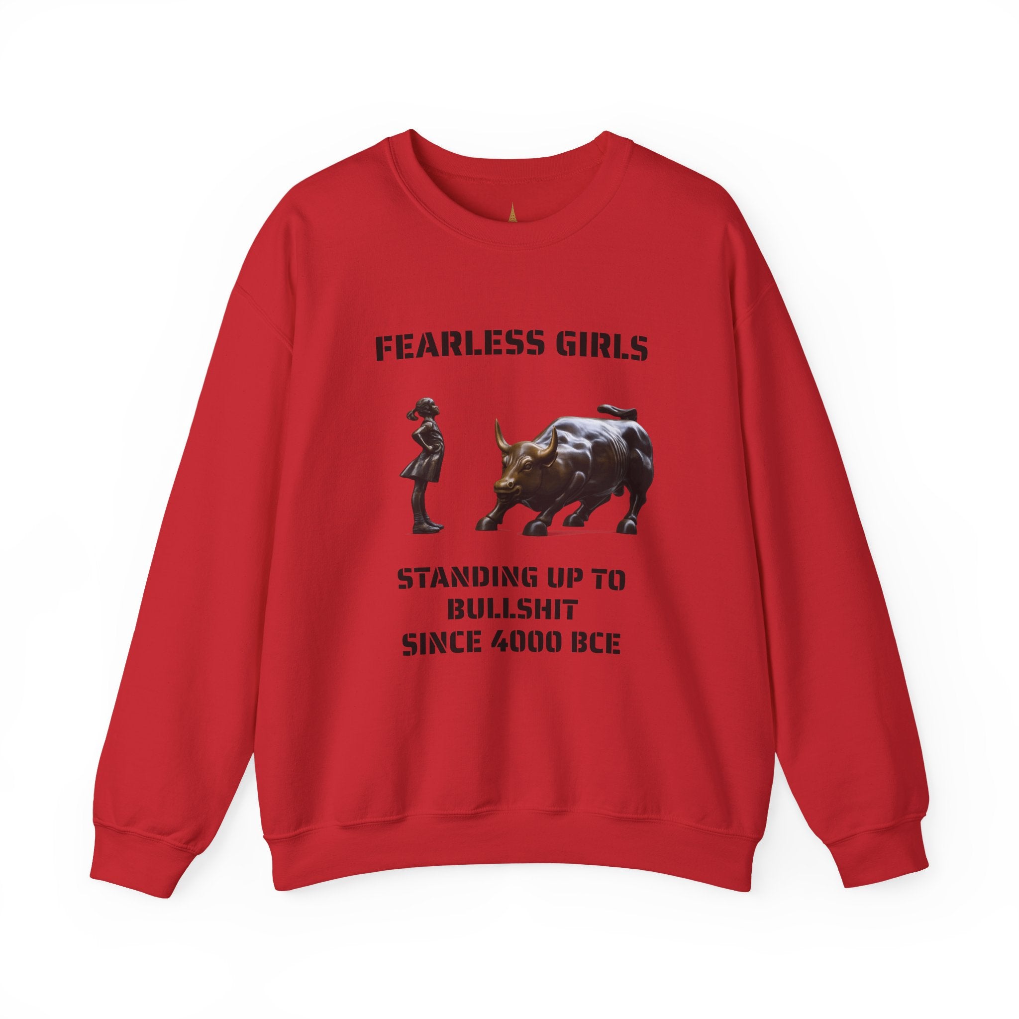 Fearless Girl Raging Bull Statue graphic Sweatshirt | NYC Empowerment, Feminist Design Sweater