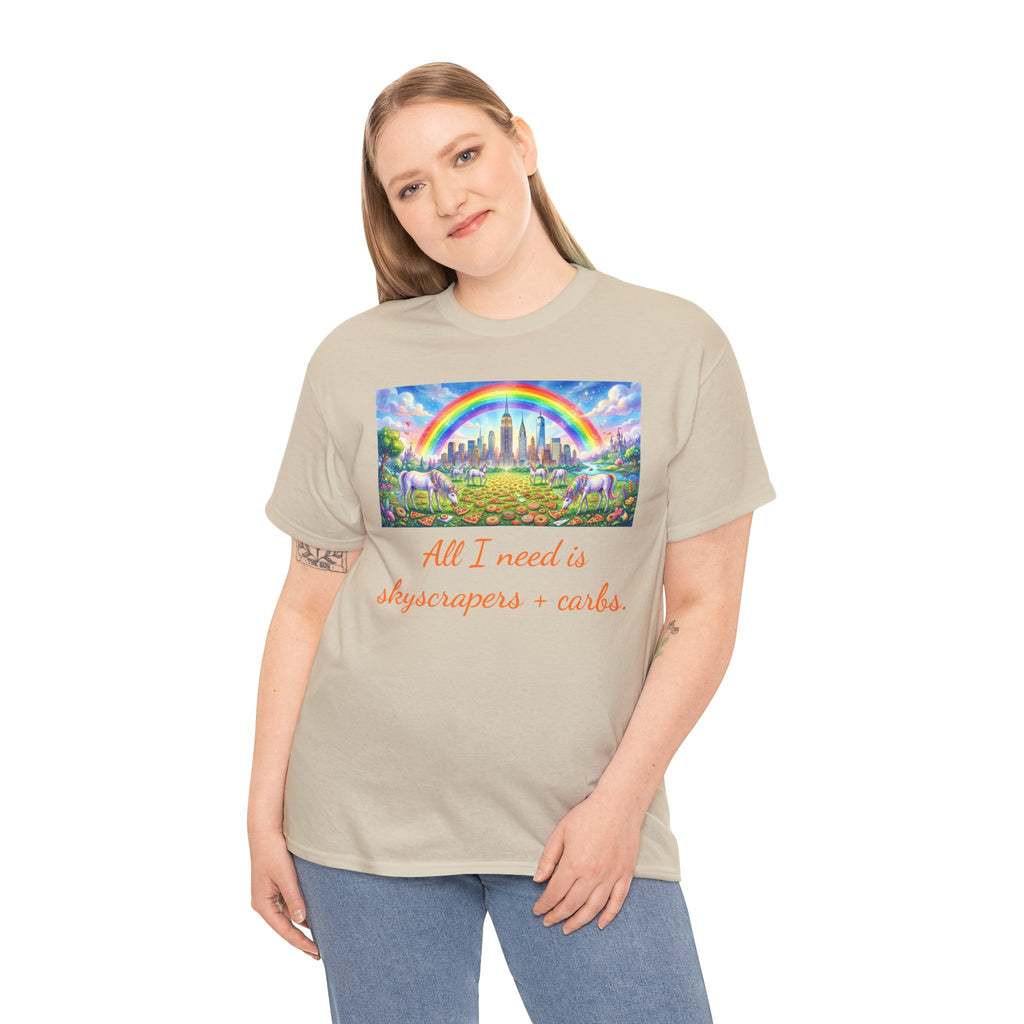 NYC Skyscrapers and Carbs T-Shirt | New York Is a Fairy Tale City Tee
