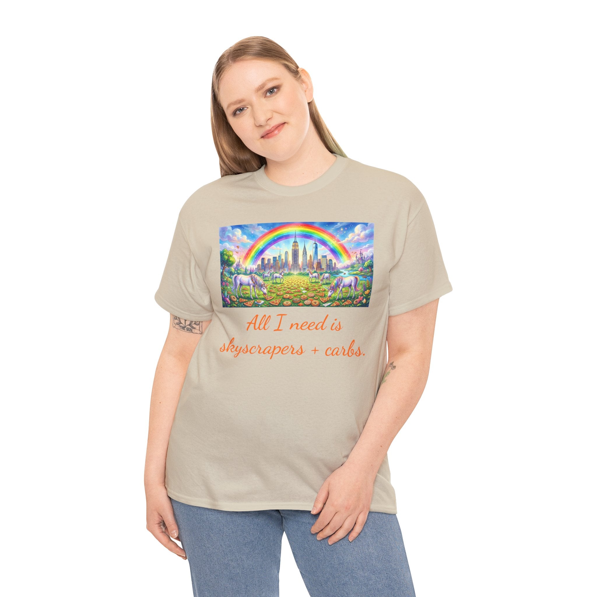 NYC Skyscrapers and Carbs T-Shirt | New York Is a Fairy Tale City Tee