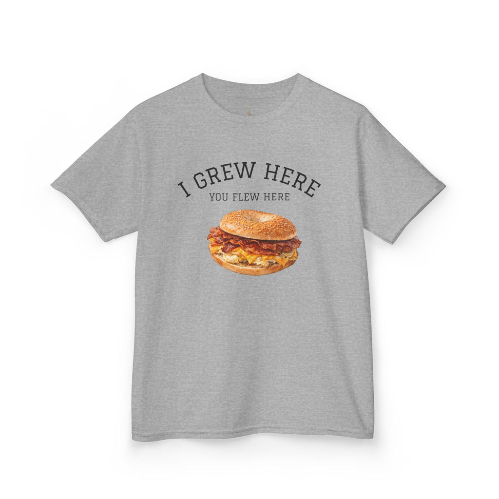 Bacon Egg and Cheese NYC Kids Tee —  I Grew Here You Flew Here T-Shirt for Children