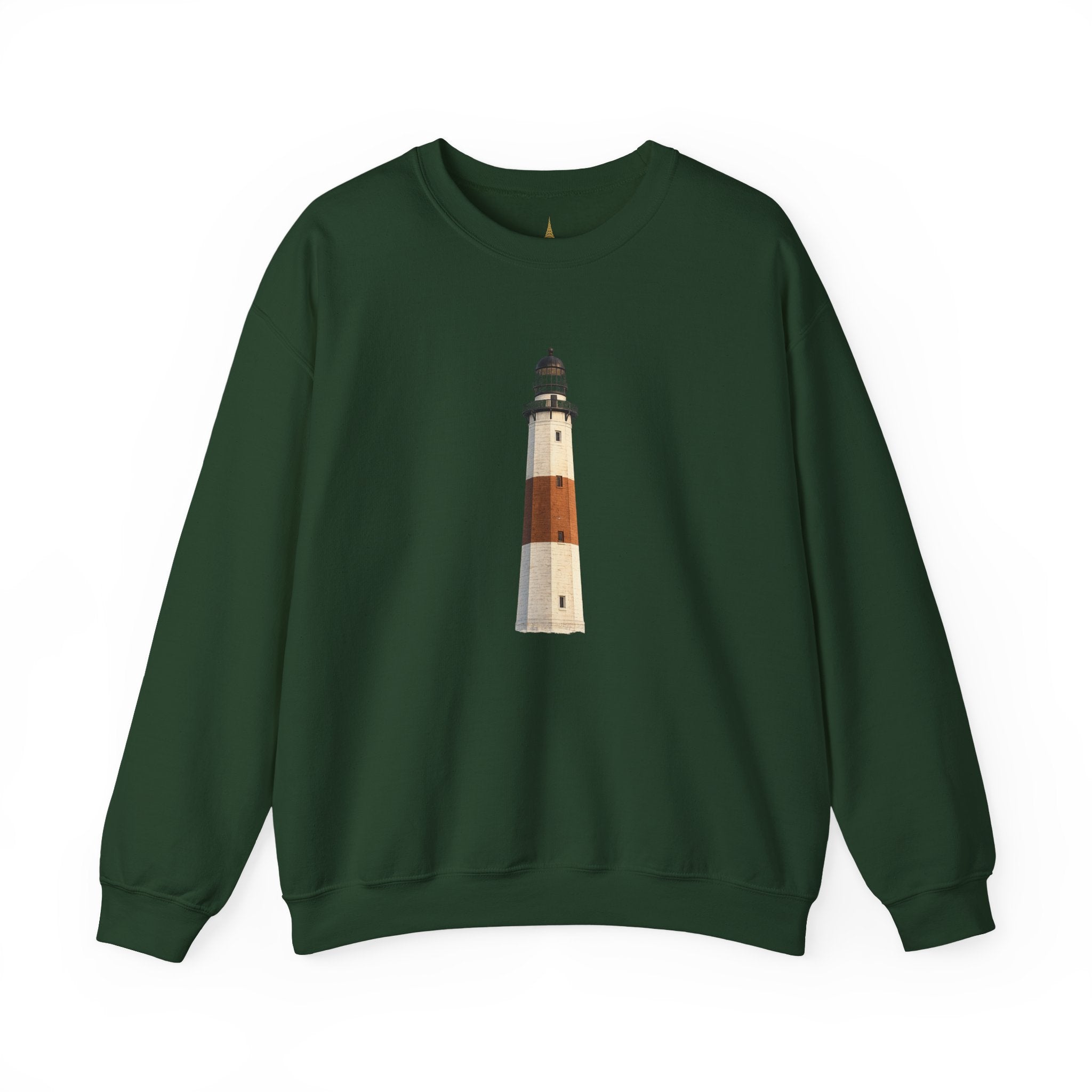 Montauk Lighthouse Minimalist Crewneck Sweatshirt — Montauk Coastal Nautical Graphic Sweater