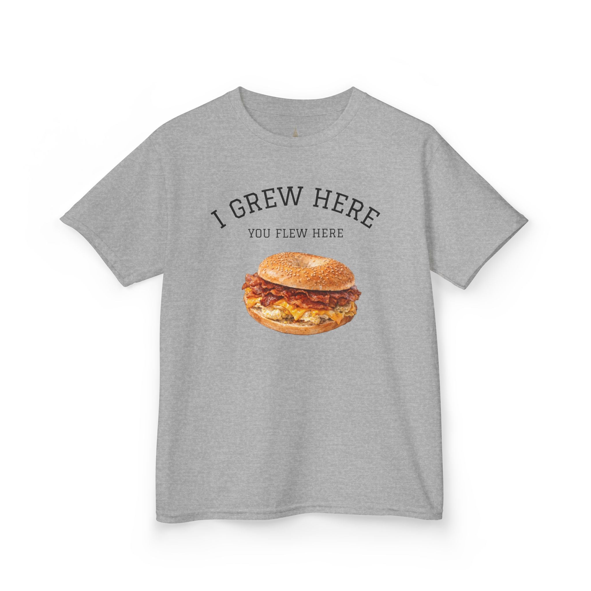 Bacon Egg and Cheese NYC Kids Tee —  I Grew Here You Flew Here T-Shirt for Children
