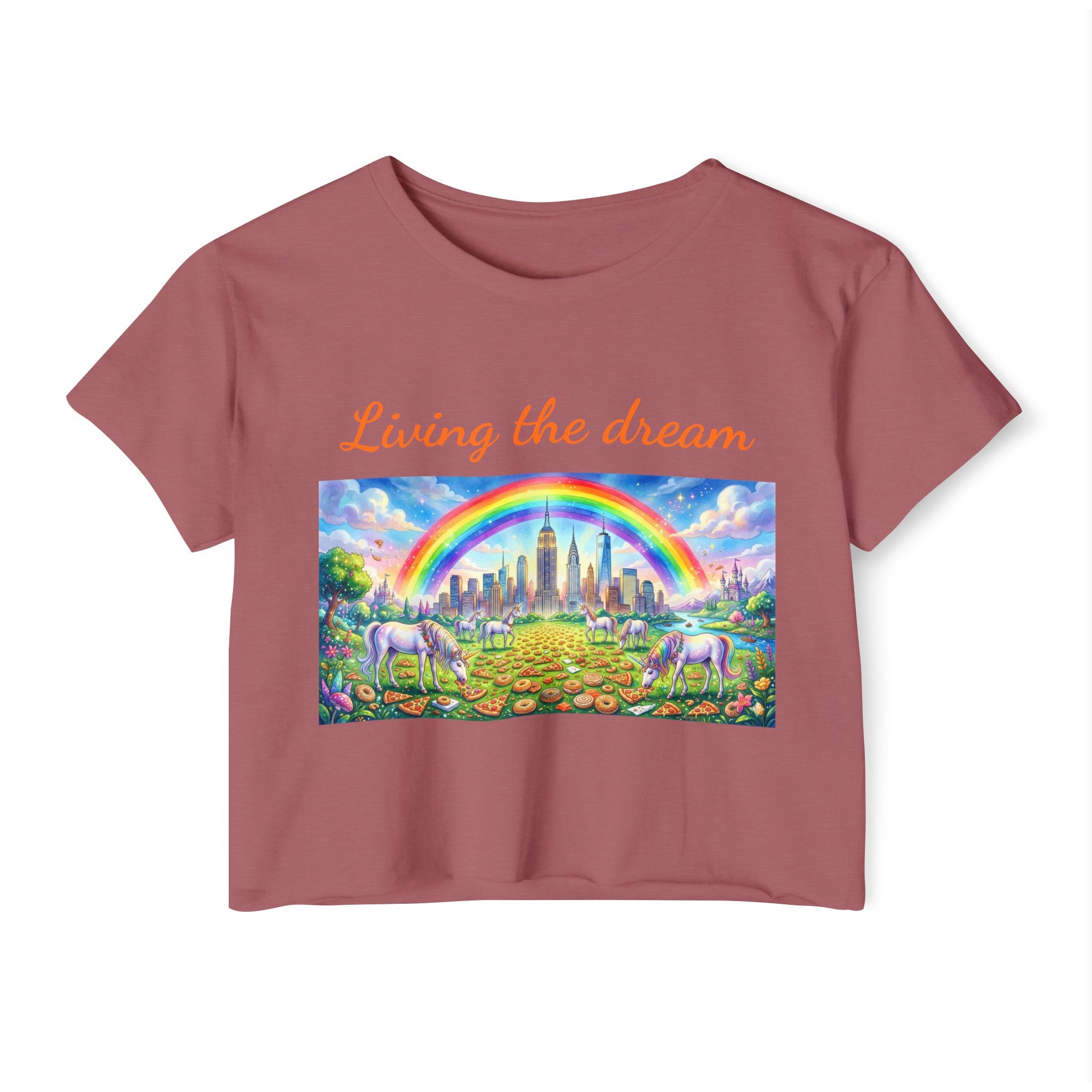 NYC Living The Dream Crop Top Tee | New York Is a Fairy Tale Tee T-shirt