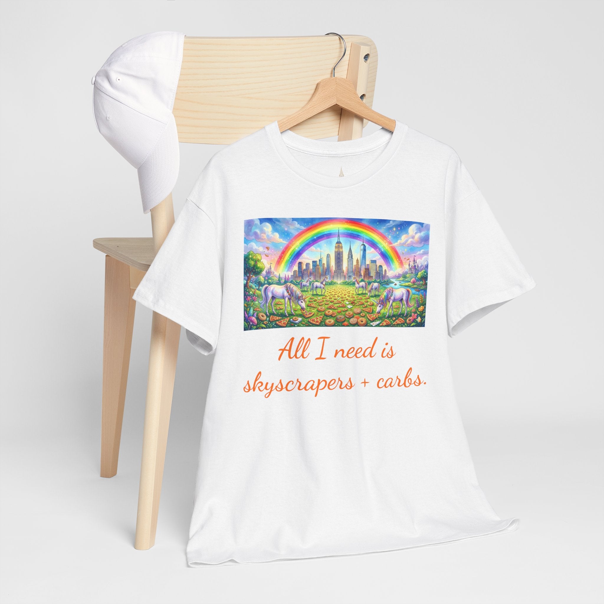 NYC Skyscrapers and Carbs T-Shirt | New York Is a Fairy Tale City Tee
