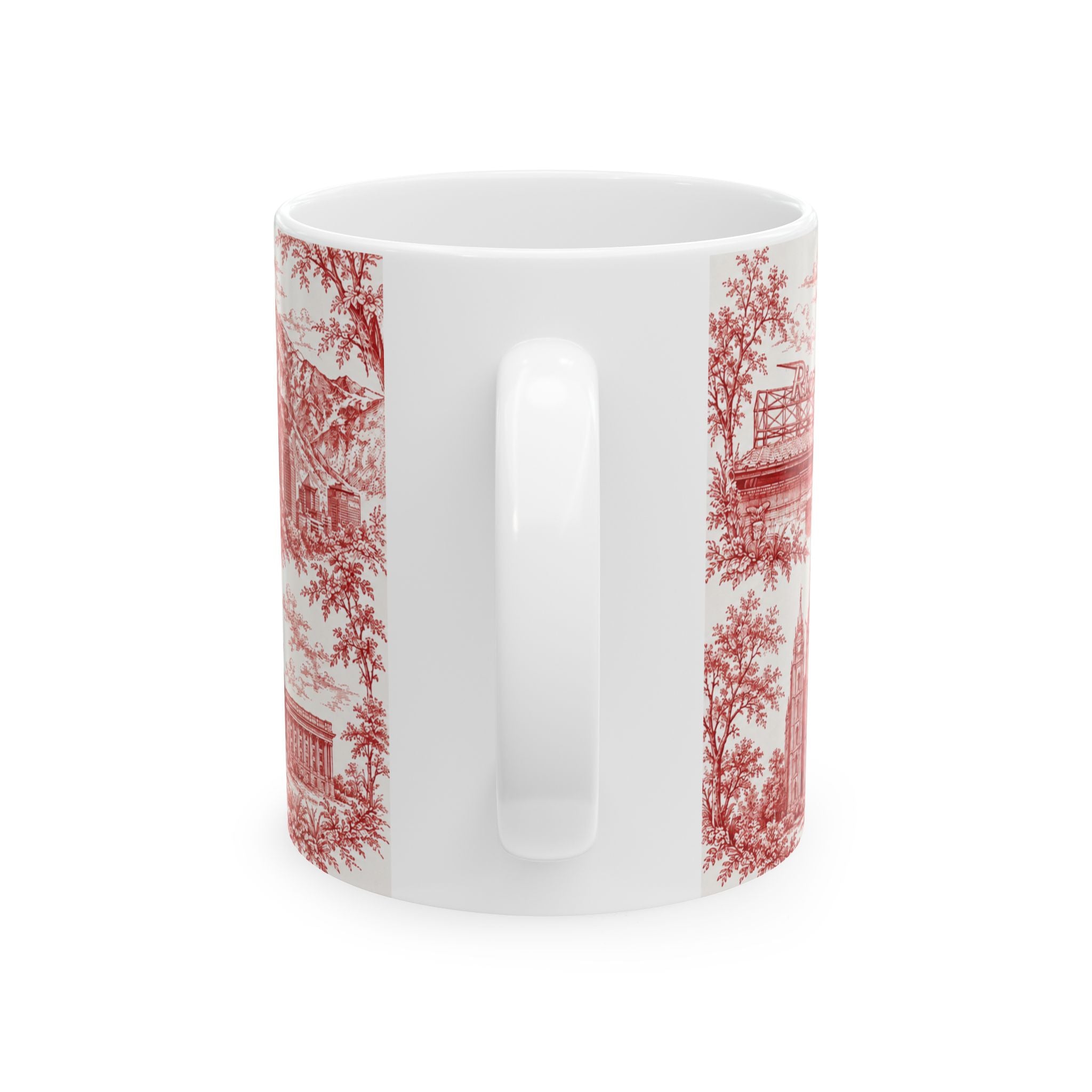 Salt Lake City Red Toile de Jouy Mug —  Ceramic Coffee Cup (11oz)